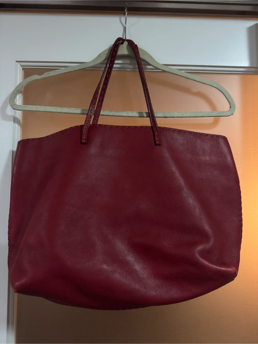 Vintage Fendi Roma Tote Bag - Red Leather