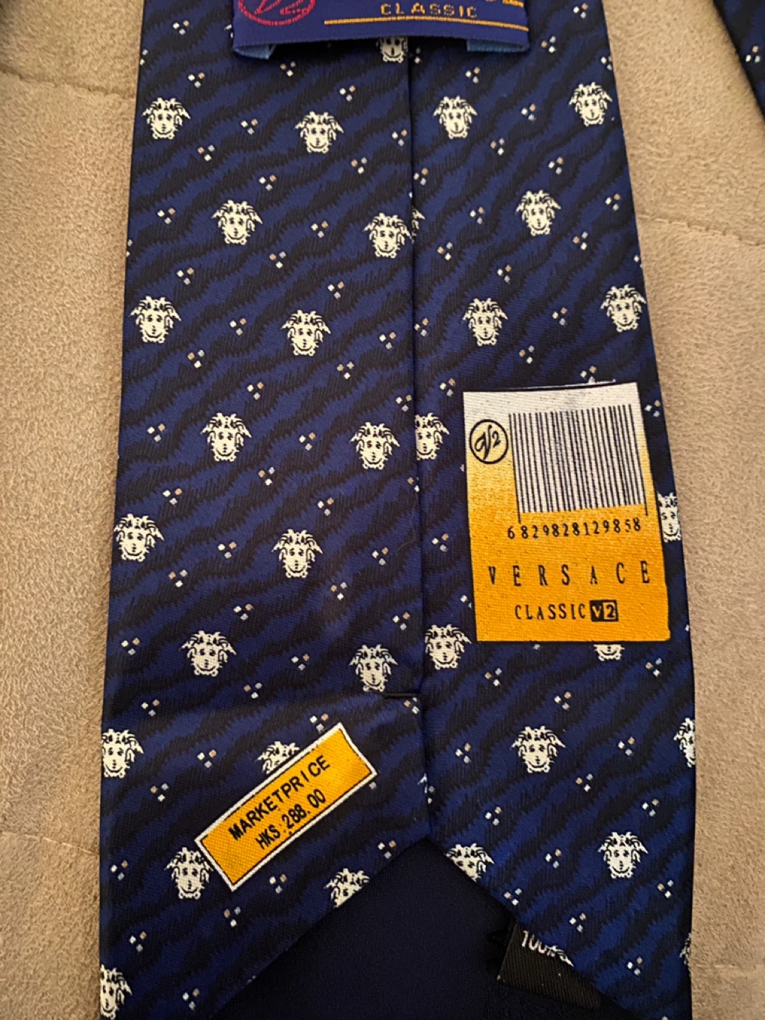 Versace Classic Blue Medusa Print Silk Tie - photo 3