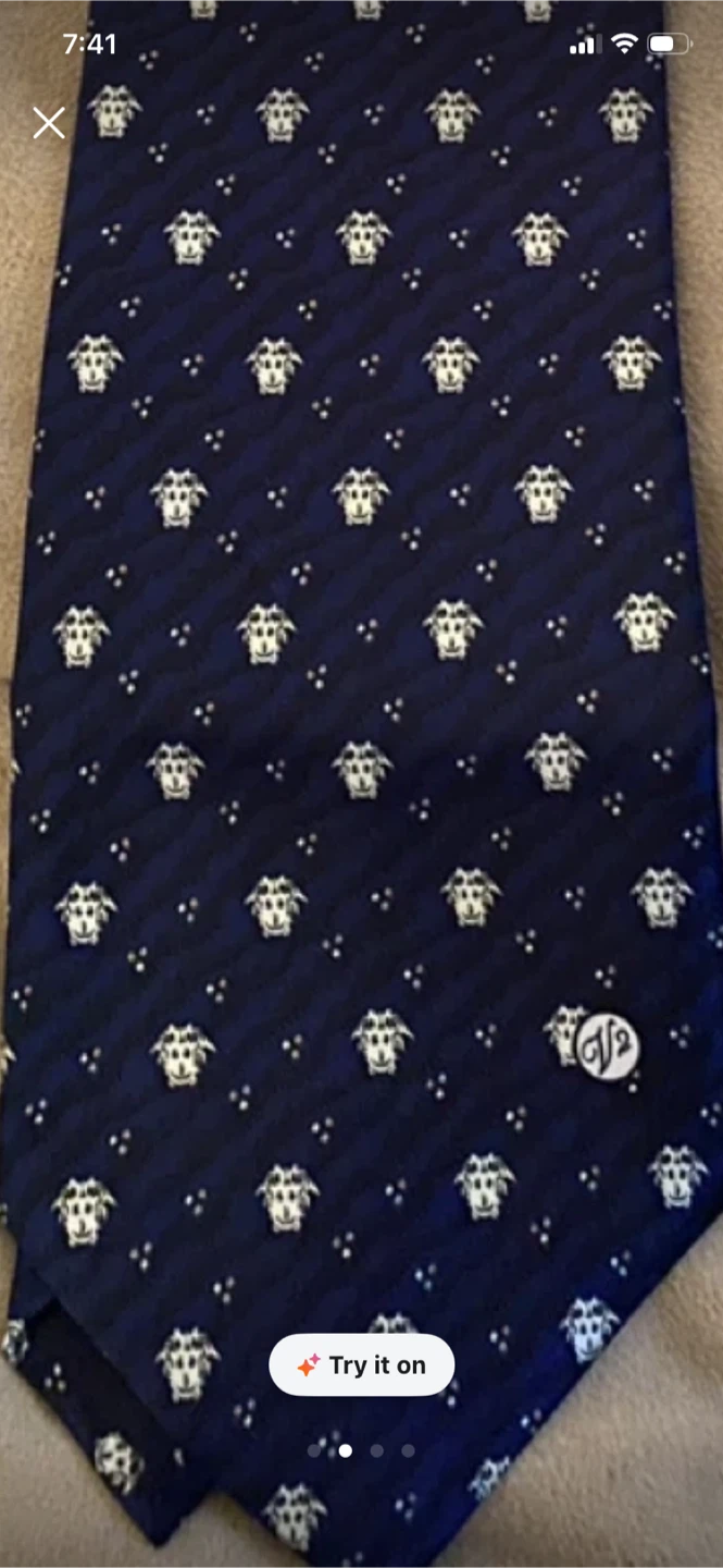 Versace Classic Blue Medusa Print Silk Tie - photo 4