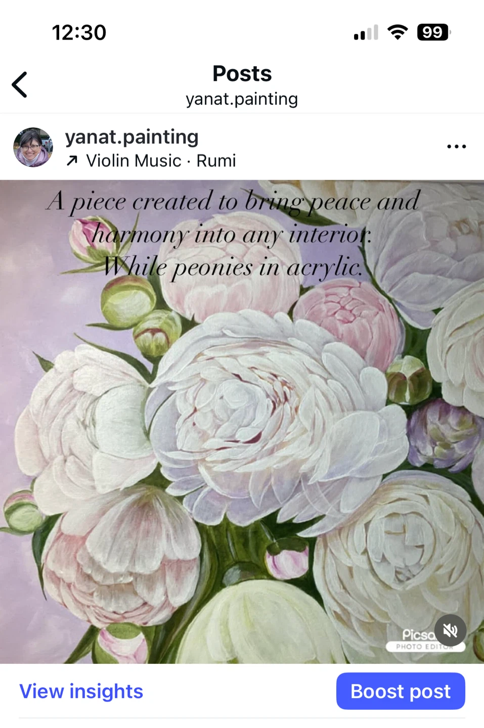 Acrylic Painting of Peonies