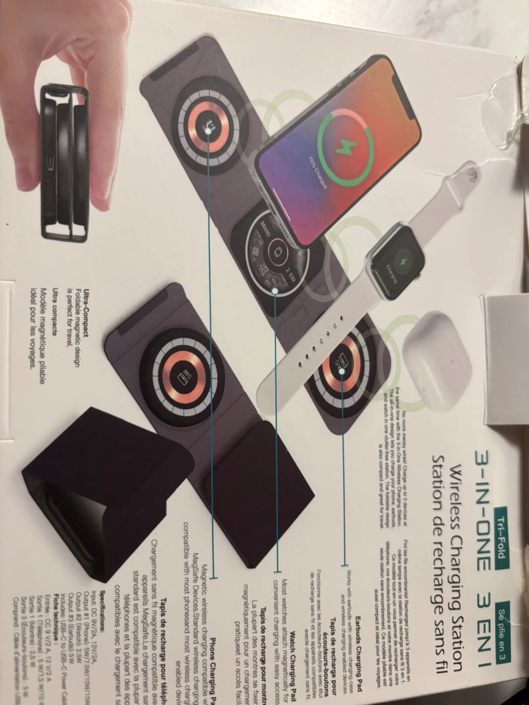 Tri-Fold 3-in-1 Wireless Charging Station