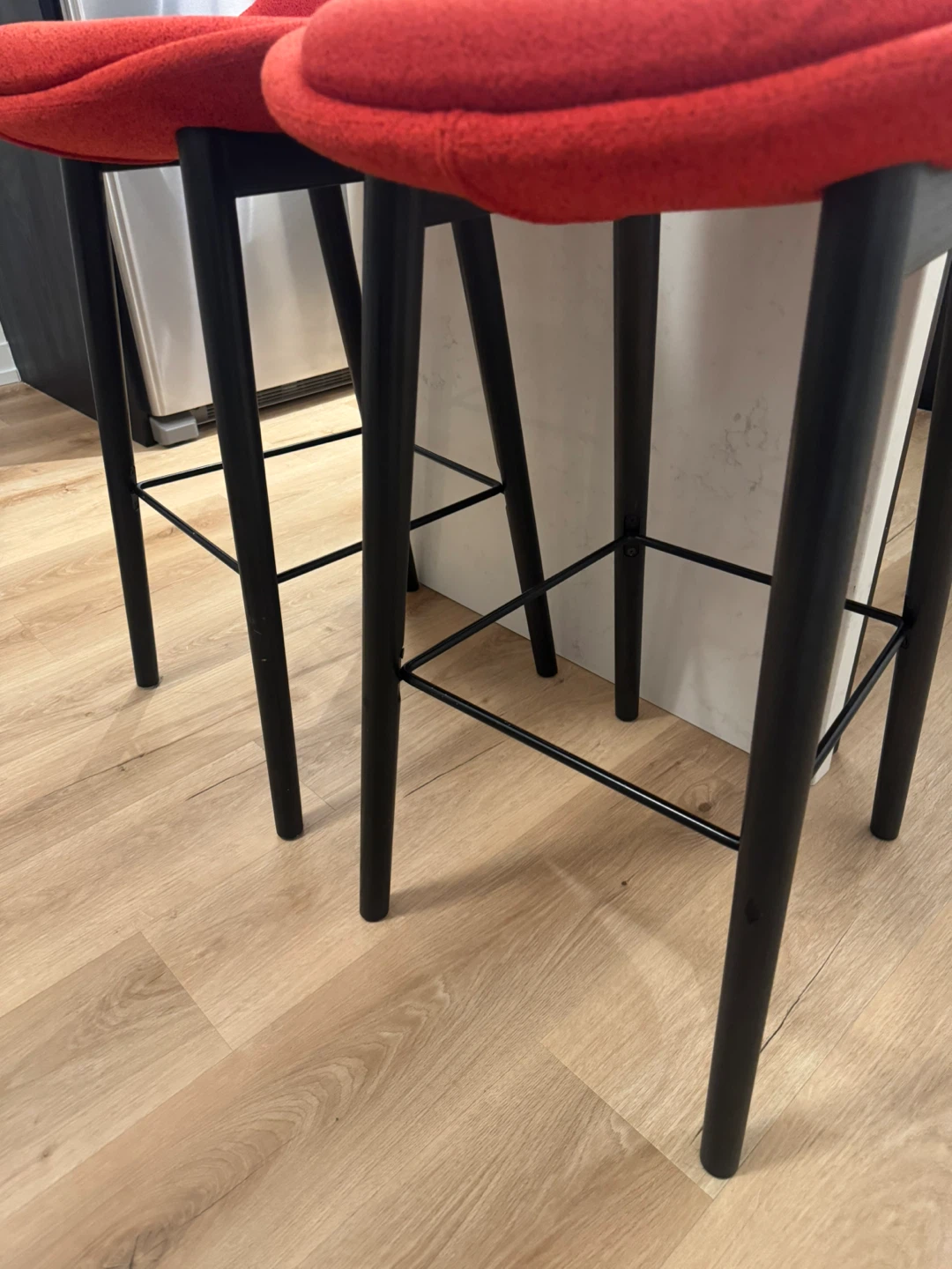 Set of 2 Red Bar Stools (Orange) - photo 4