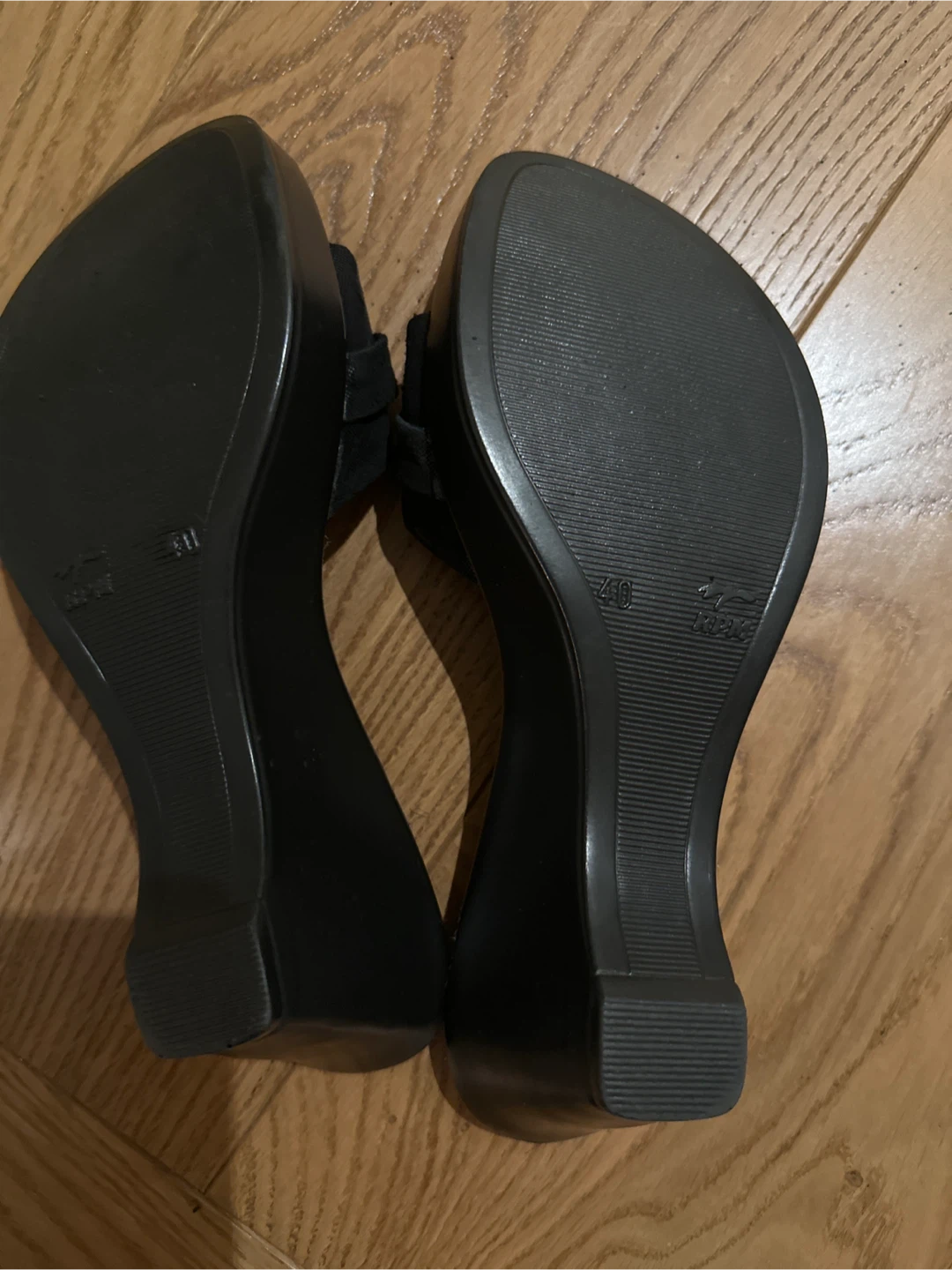 Nancy Shoes Black Wedge Sandals with Rhinestones - Size 40 - photo 3