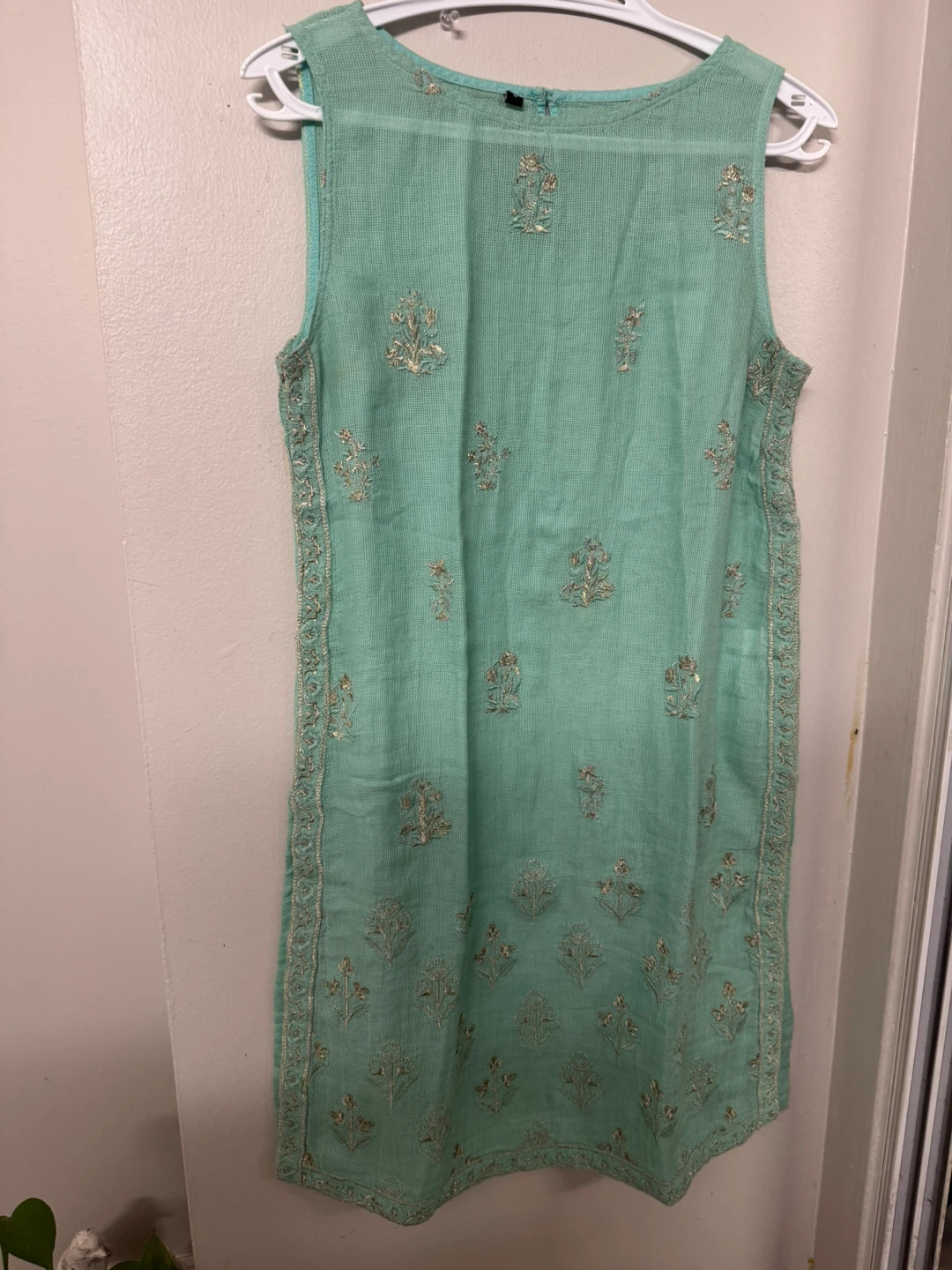 3pcs Mint Green Embroidered Sleeveless Tunic