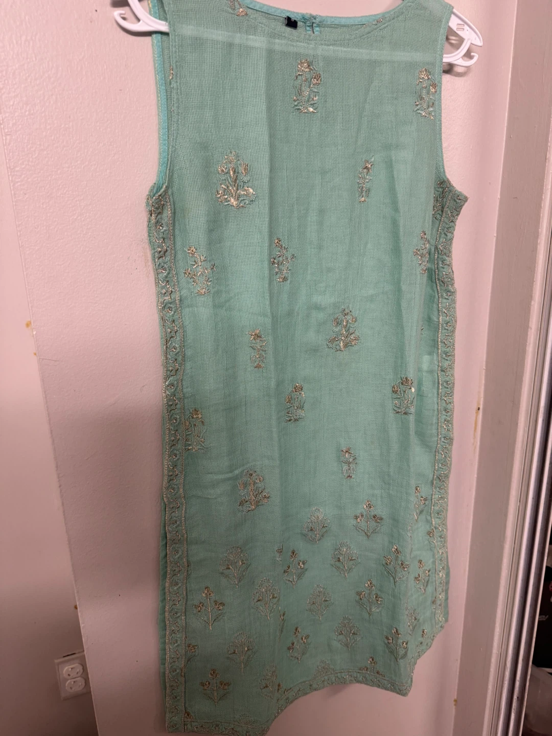 3pcs Mint Green Embroidered Sleeveless Tunic - photo 3
