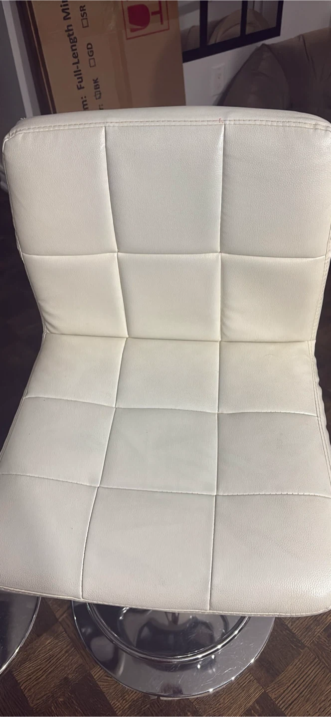 White Faux Leather Adjustable Bar Stools (Set of 2) - photo 2