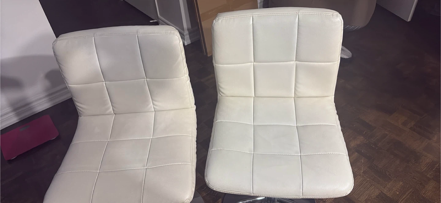 White Faux Leather Adjustable Bar Stools (Set of 2) - photo 3