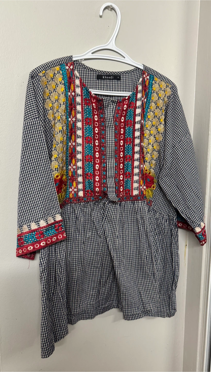 2 pcs Khaadi Embroidered Gingham Tunic - Size 12 - photo 5