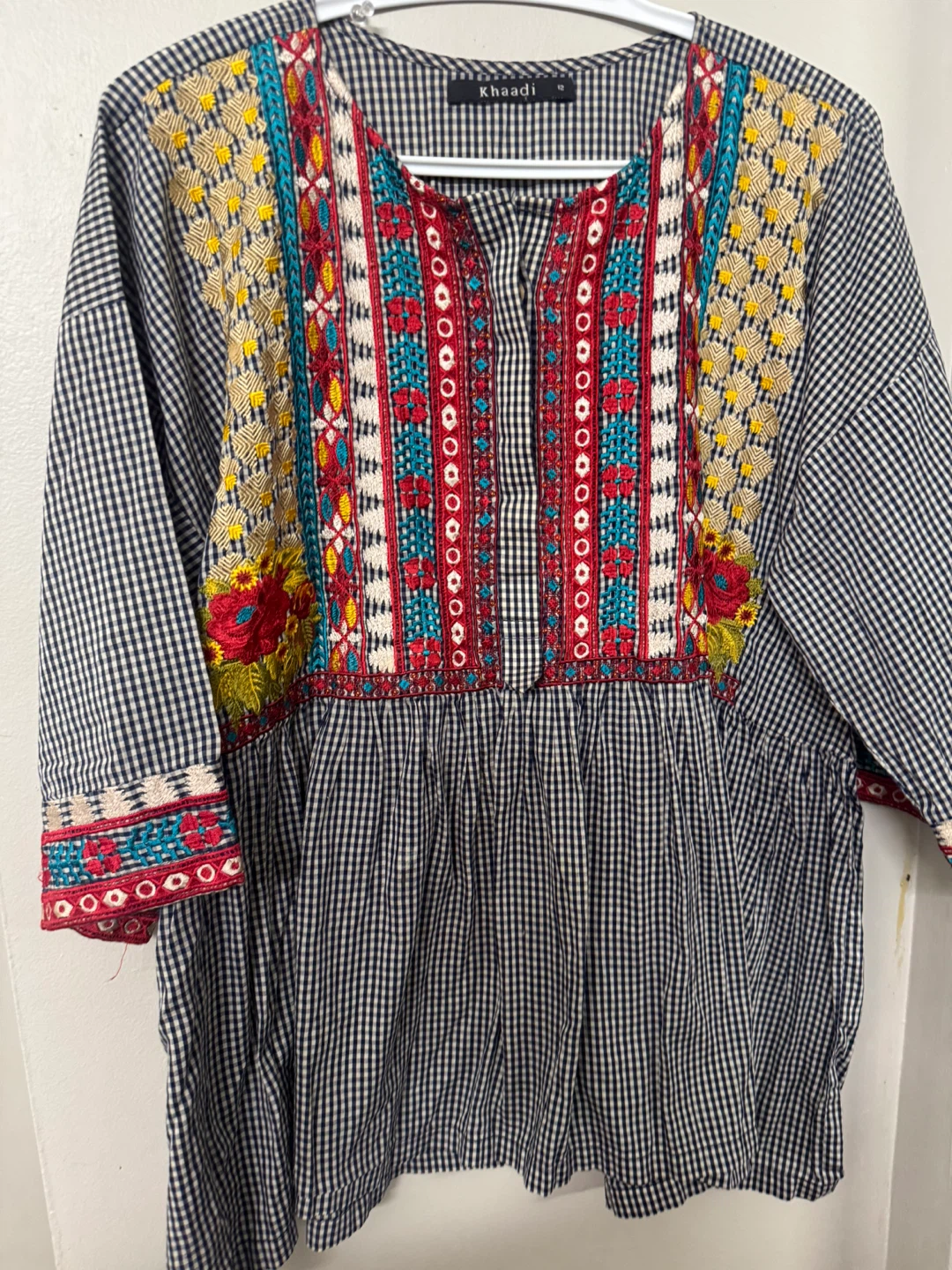 2 pcs Khaadi Embroidered Gingham Tunic - Size 12 - photo 3