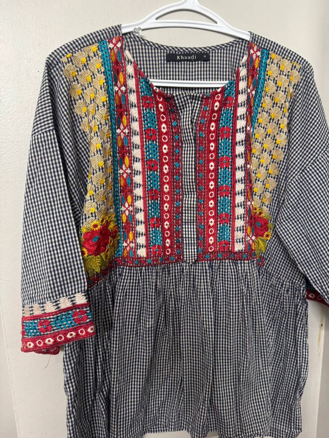 2 pcs Khaadi Embroidered Gingham Tunic - Size 12 - photo 4