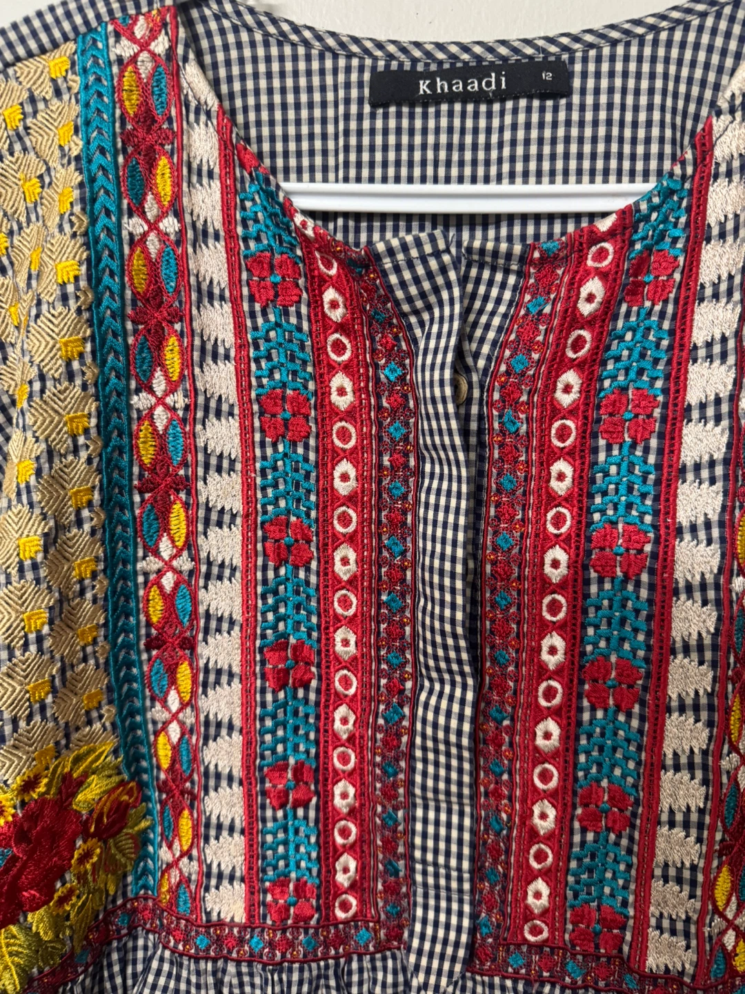 2 pcs Khaadi Embroidered Gingham Tunic - Size 12 - photo 2