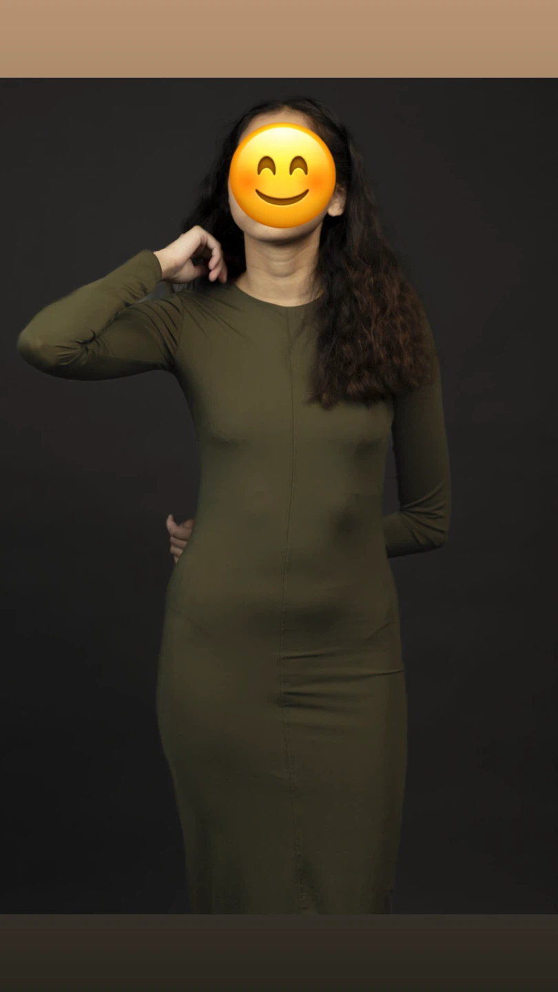 Olive Green Long Sleeve Midi Dress