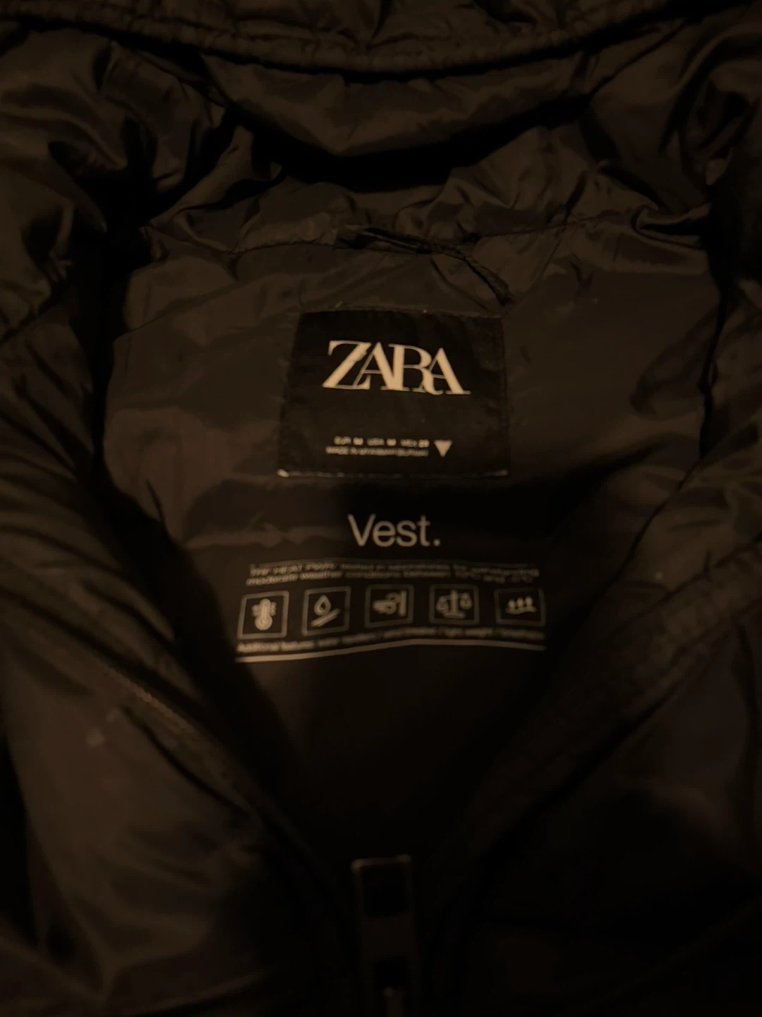 ZARA Black Cropped Puffer Vest - Size Medium - photo 3