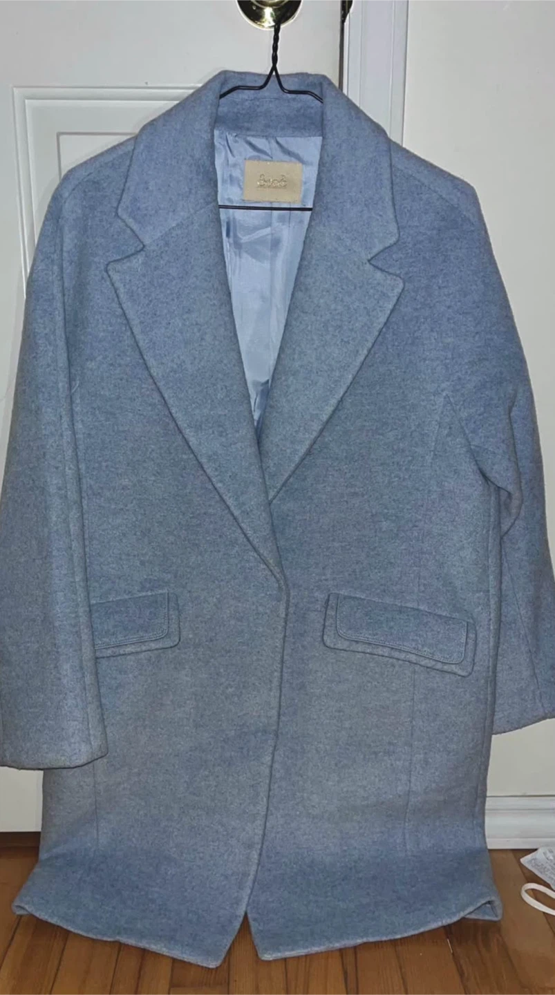 Light Blue Wool Blend Coat