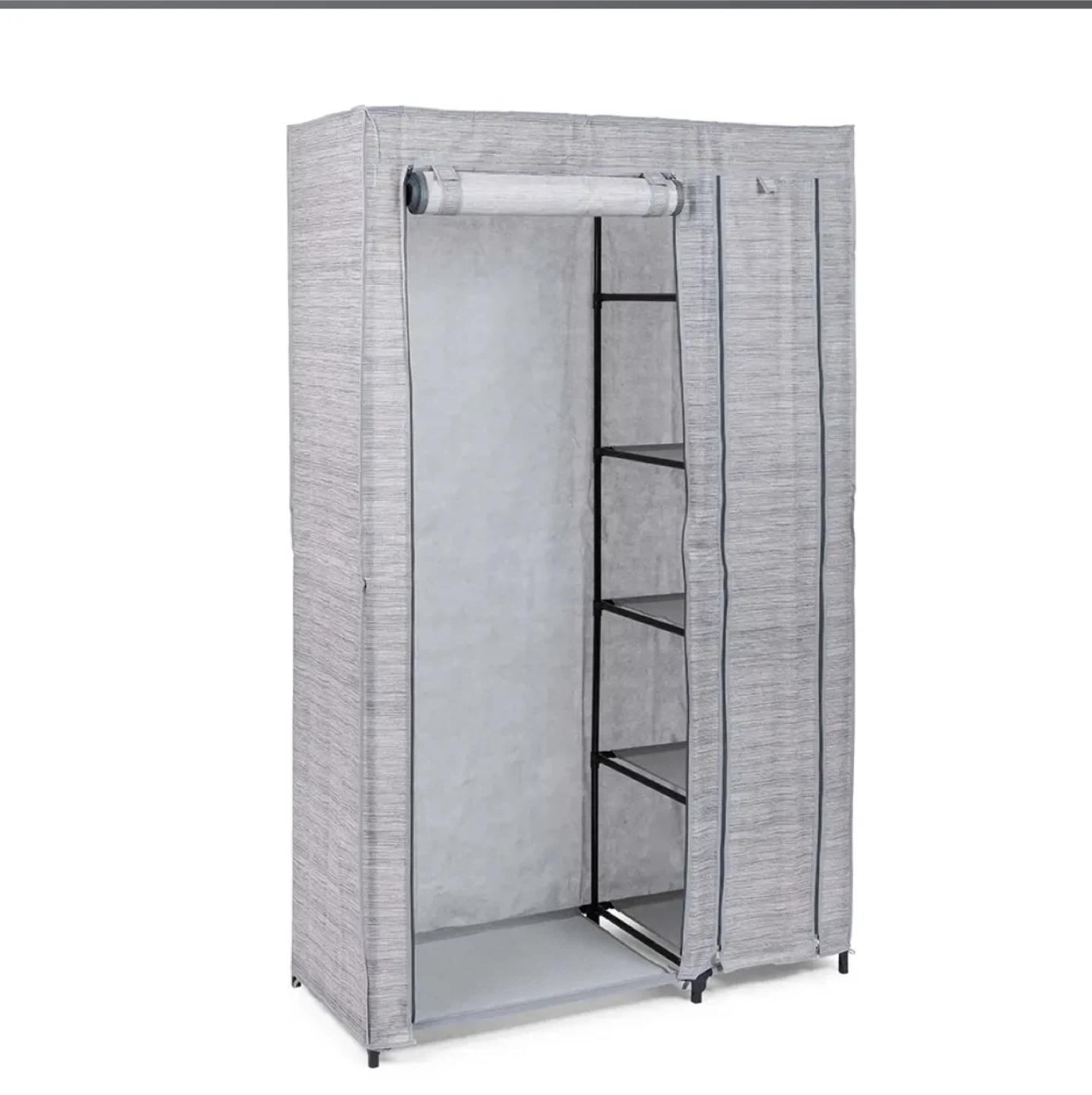 Grey Portable Wardrobe Closet with Shelves - photo 3