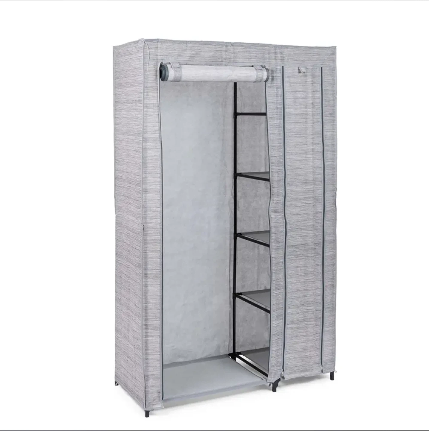 Grey Portable Wardrobe Closet with Shelves - photo 2