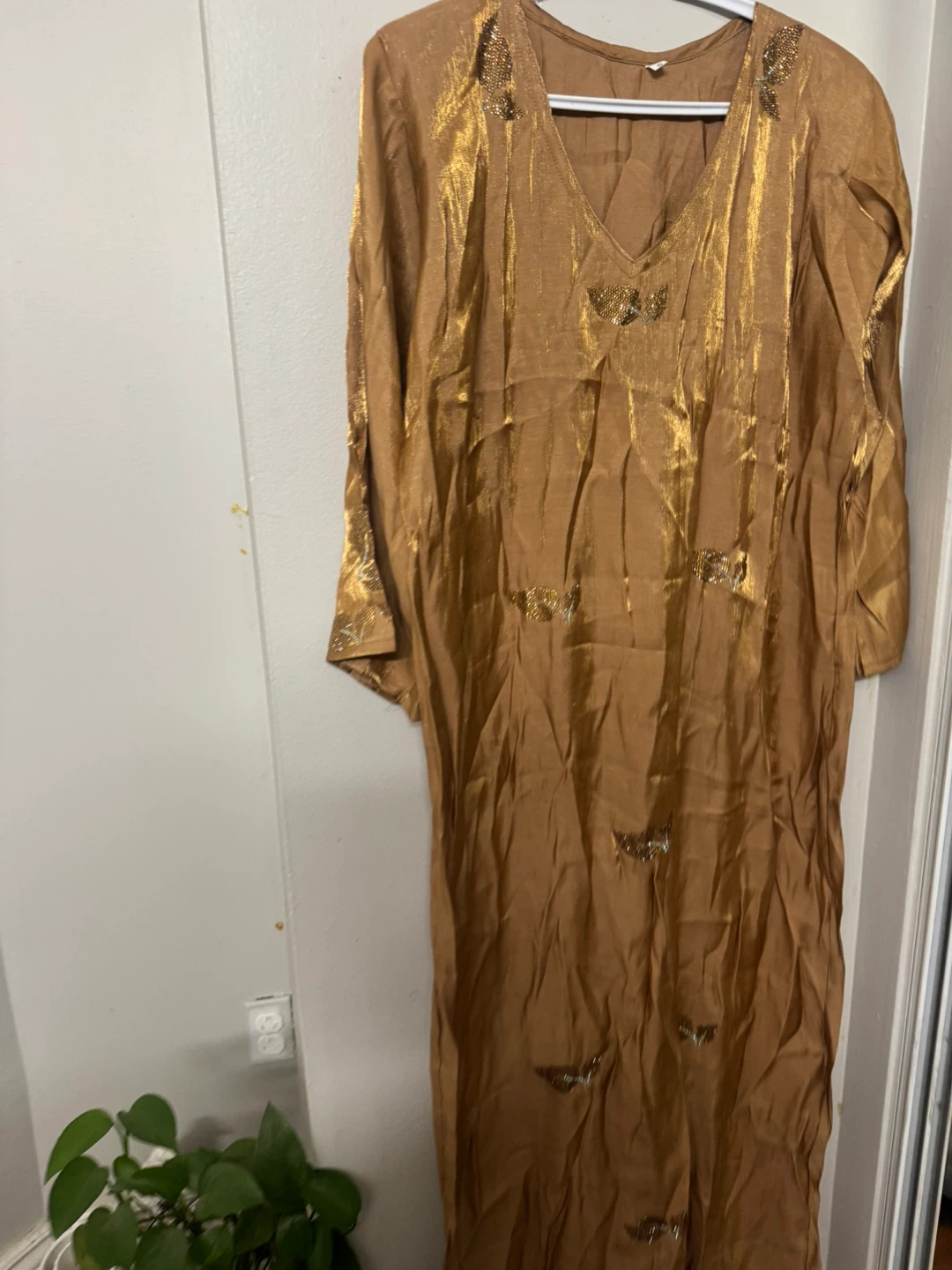 New Golden Embellished Long kaftan Silk - photo 2