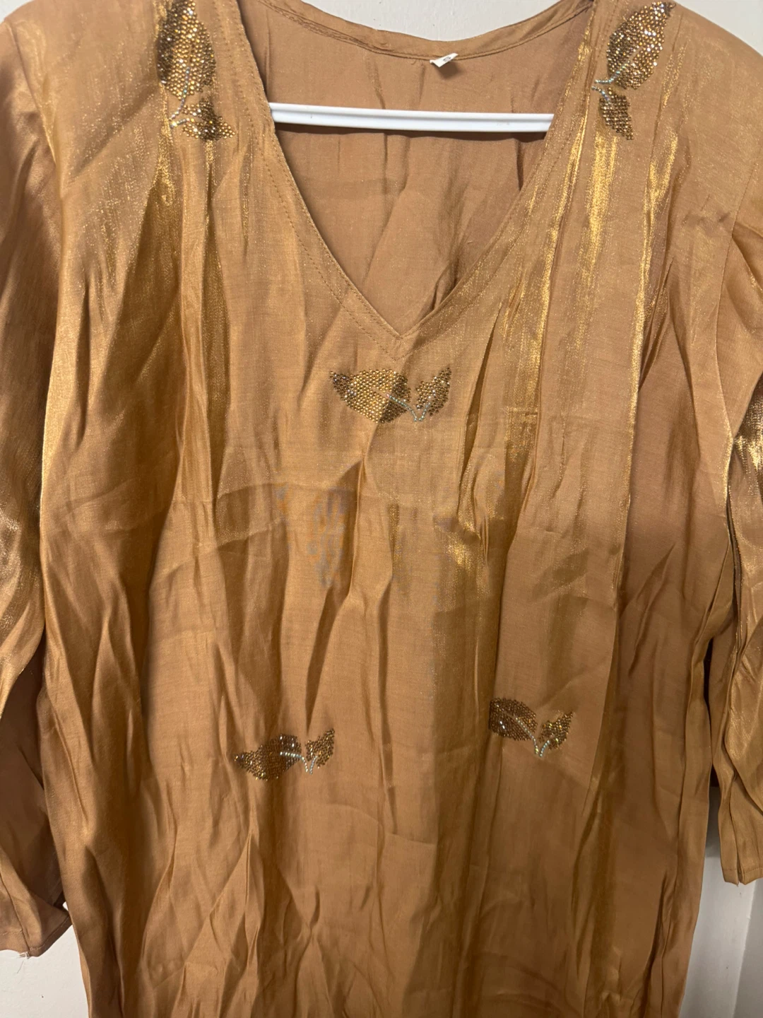 New Golden Embellished Long kaftan Silk - photo 4