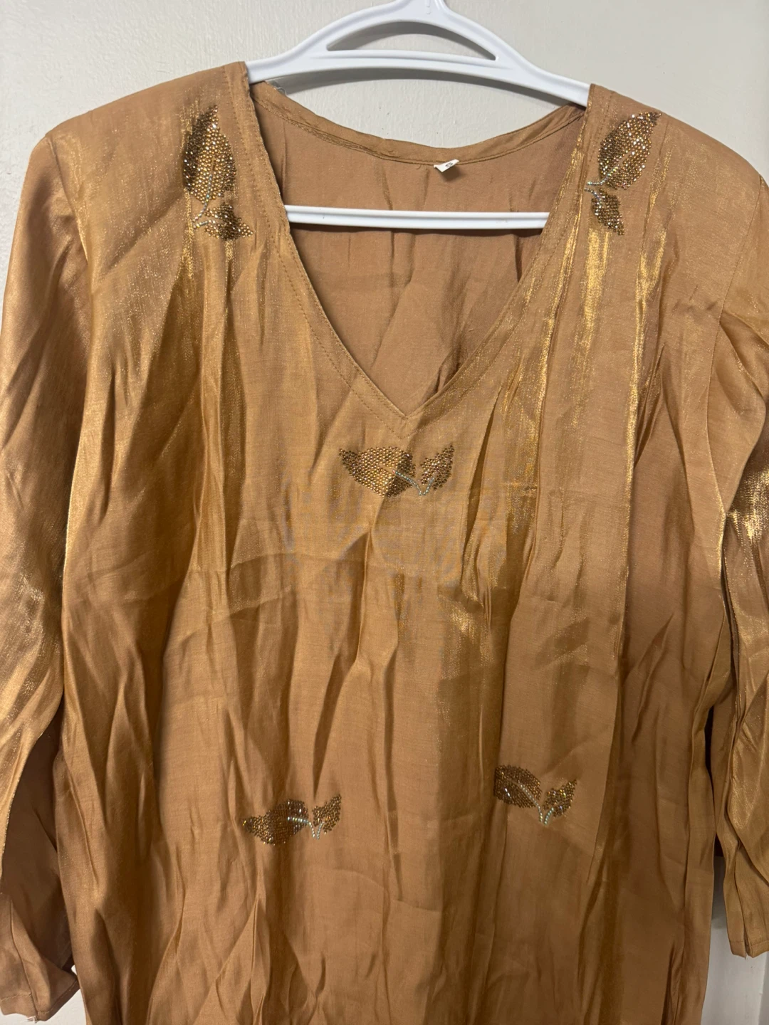 New Golden Embellished Long kaftan Silk - photo 3