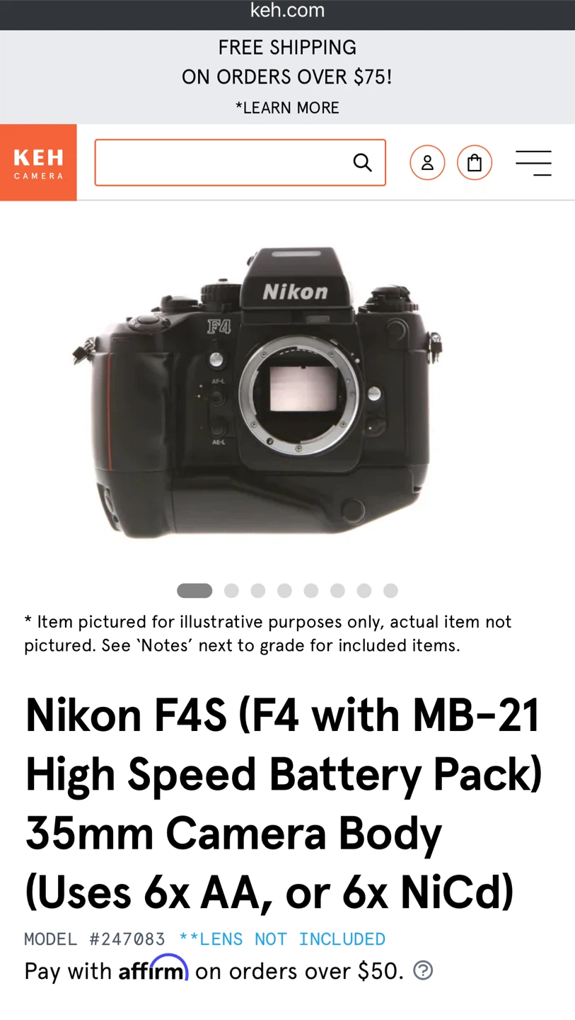 Nikon F4S 35mm Film Camera Body with MB-21 Battery Pack