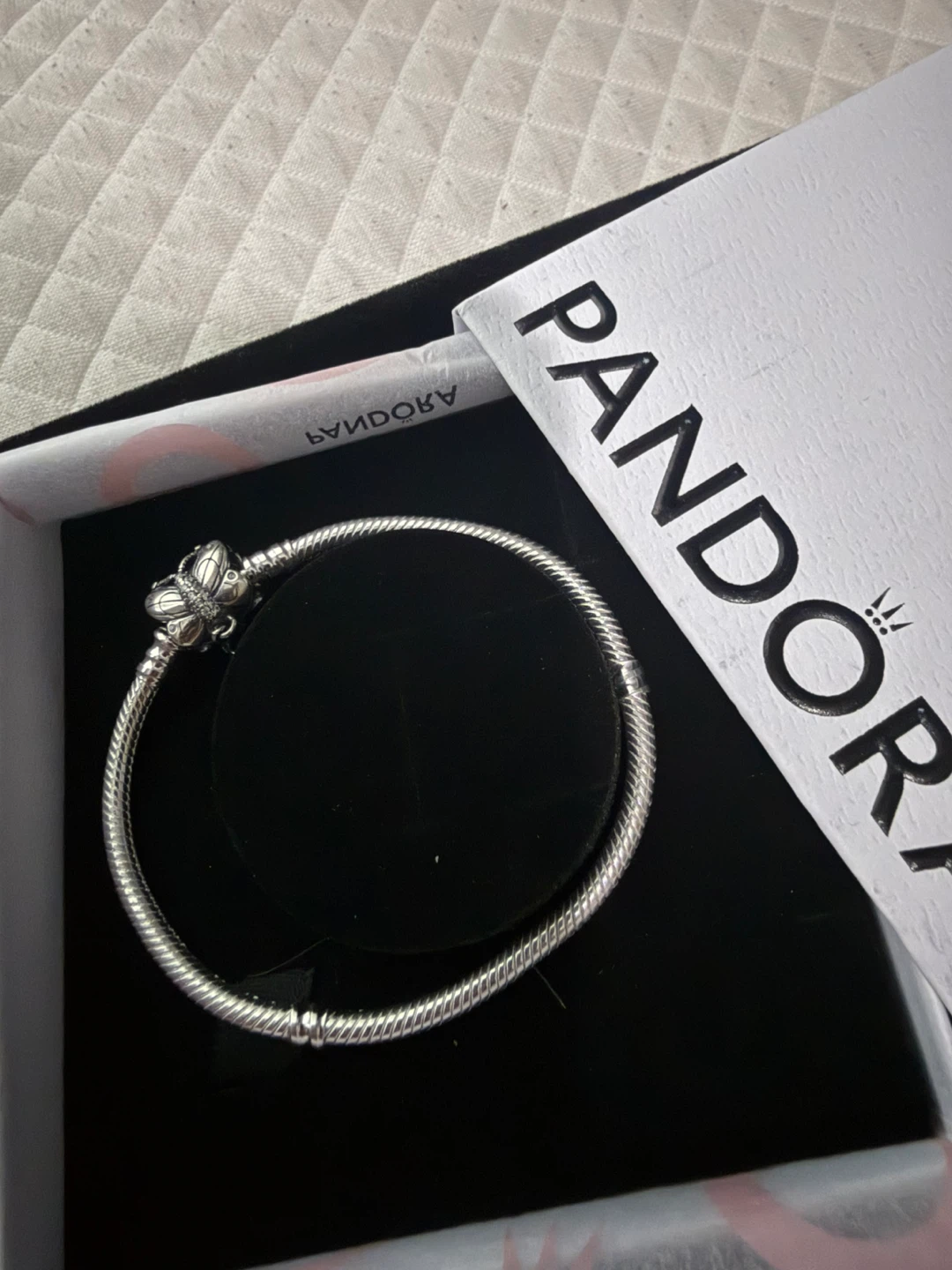 Pandora Sterling Silver Bracelet with Butterfly Clasp - photo 3