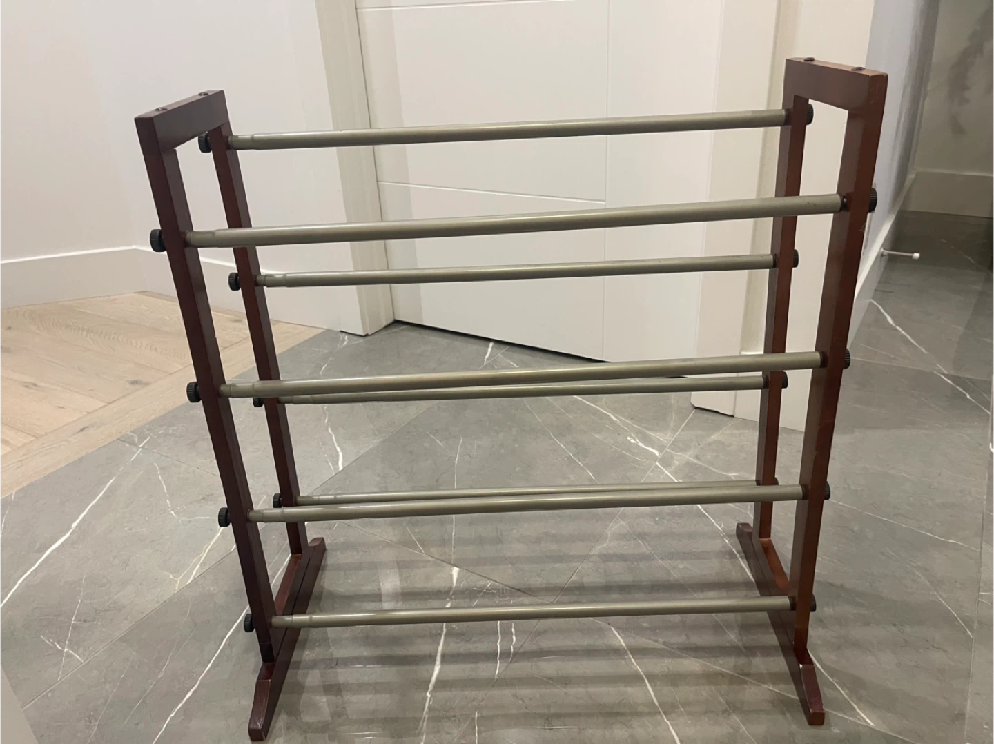 Wooden and Metal Shoe Rack
