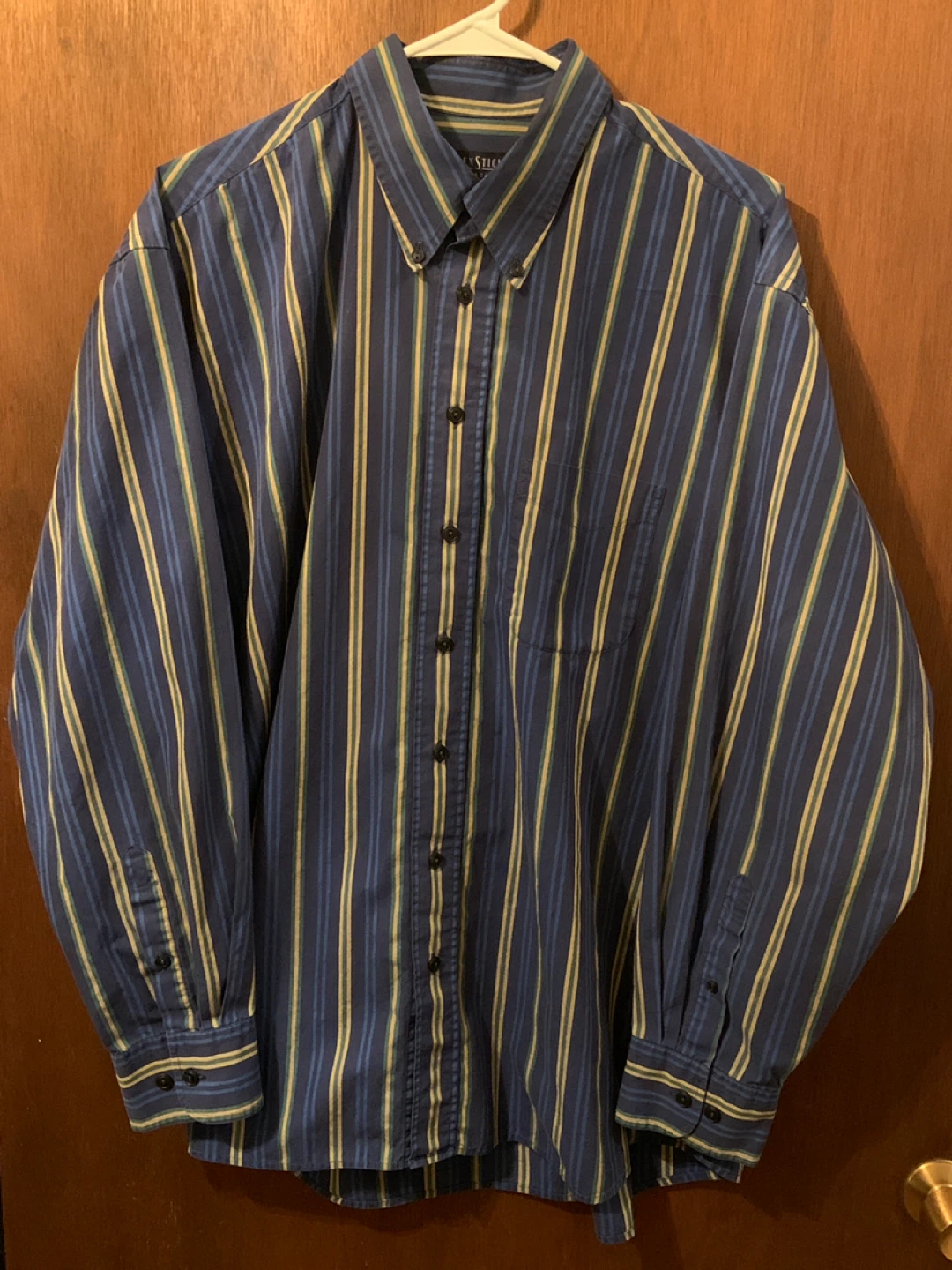 Seidensticker Men’s XL Button-Up Shirt – Blue Stripe, Used Good