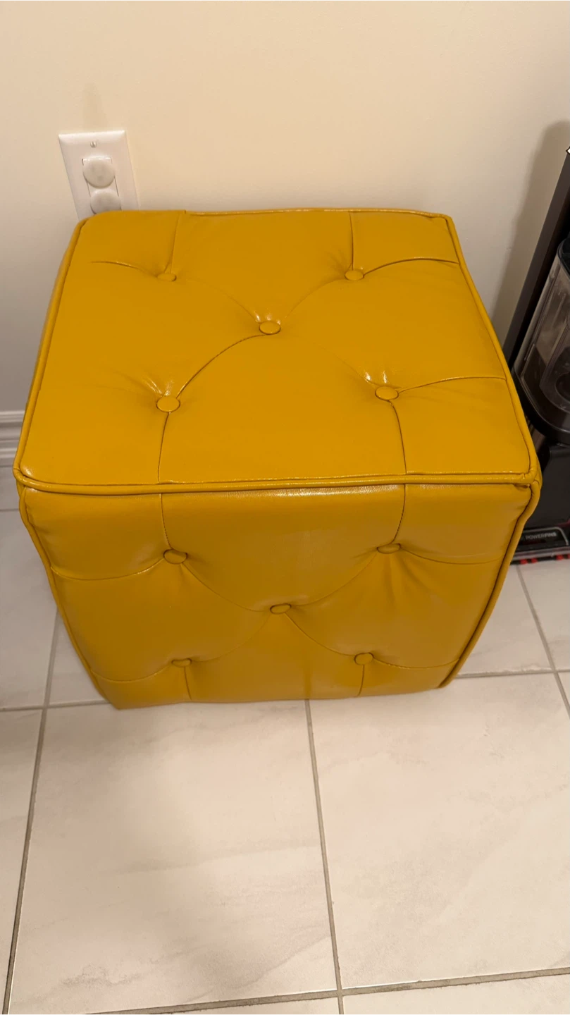 Yellow Tufted Ottoman Footrest