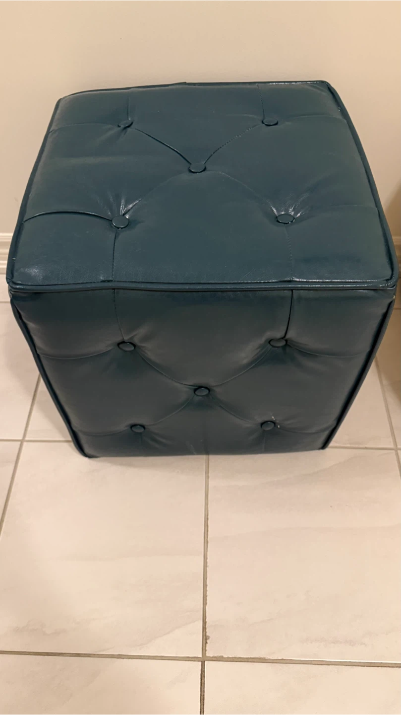 Teal Tufted Ottoman Footstool