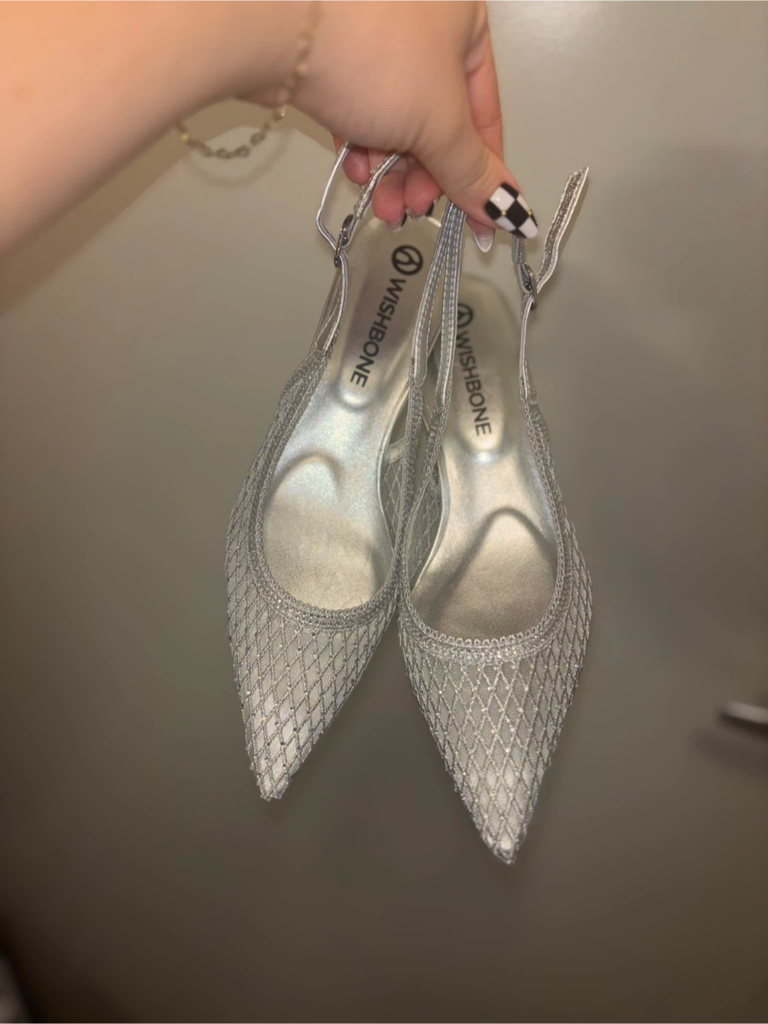 Wishbone Silver Mesh Slingback Heels - photo 3