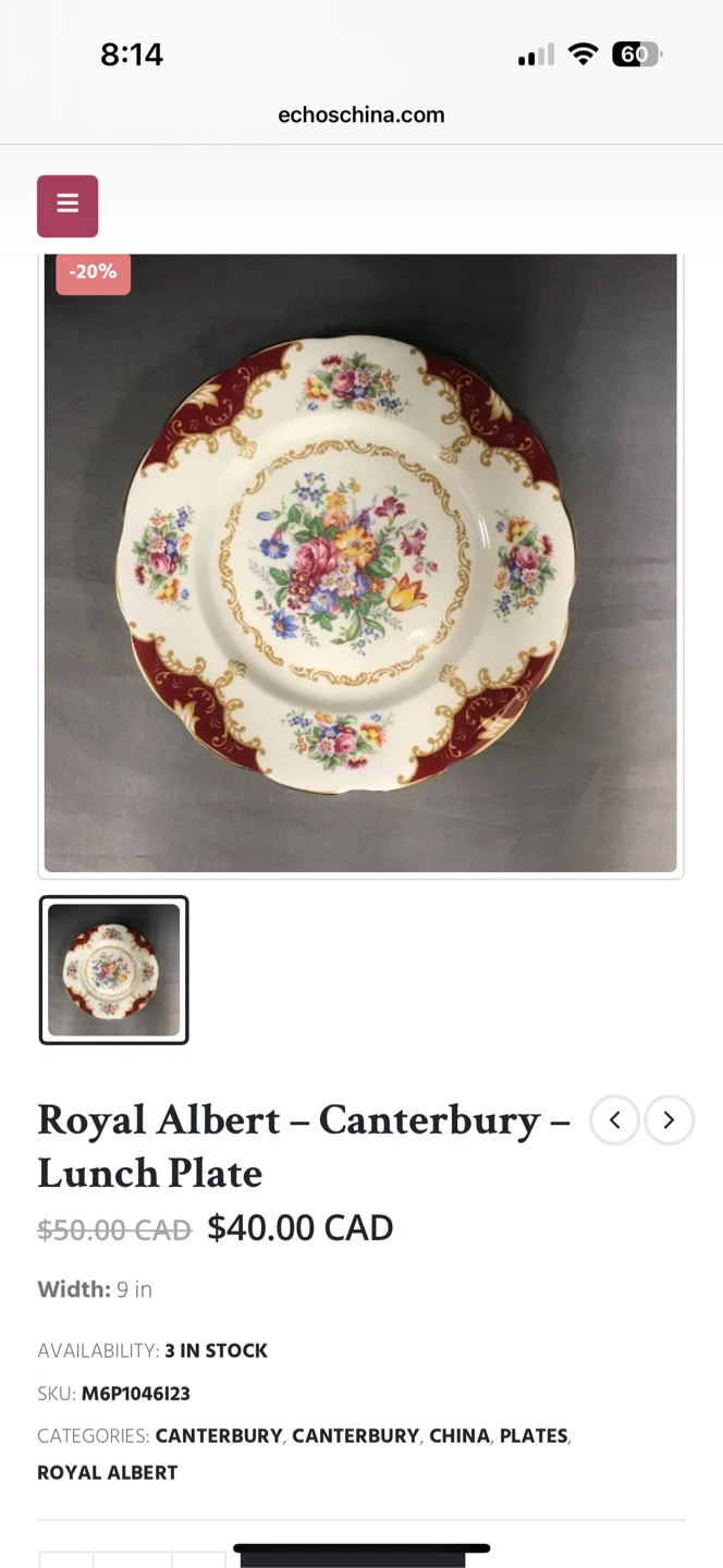 Vintage Royal Albert Canterbury Lunch Plate - photo 4