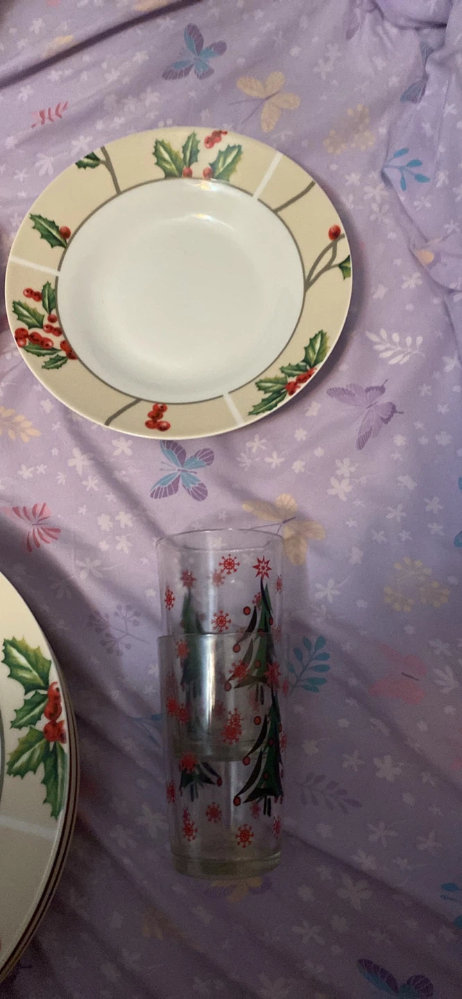Christmas Themed Plates and Glasses Set - photo 3