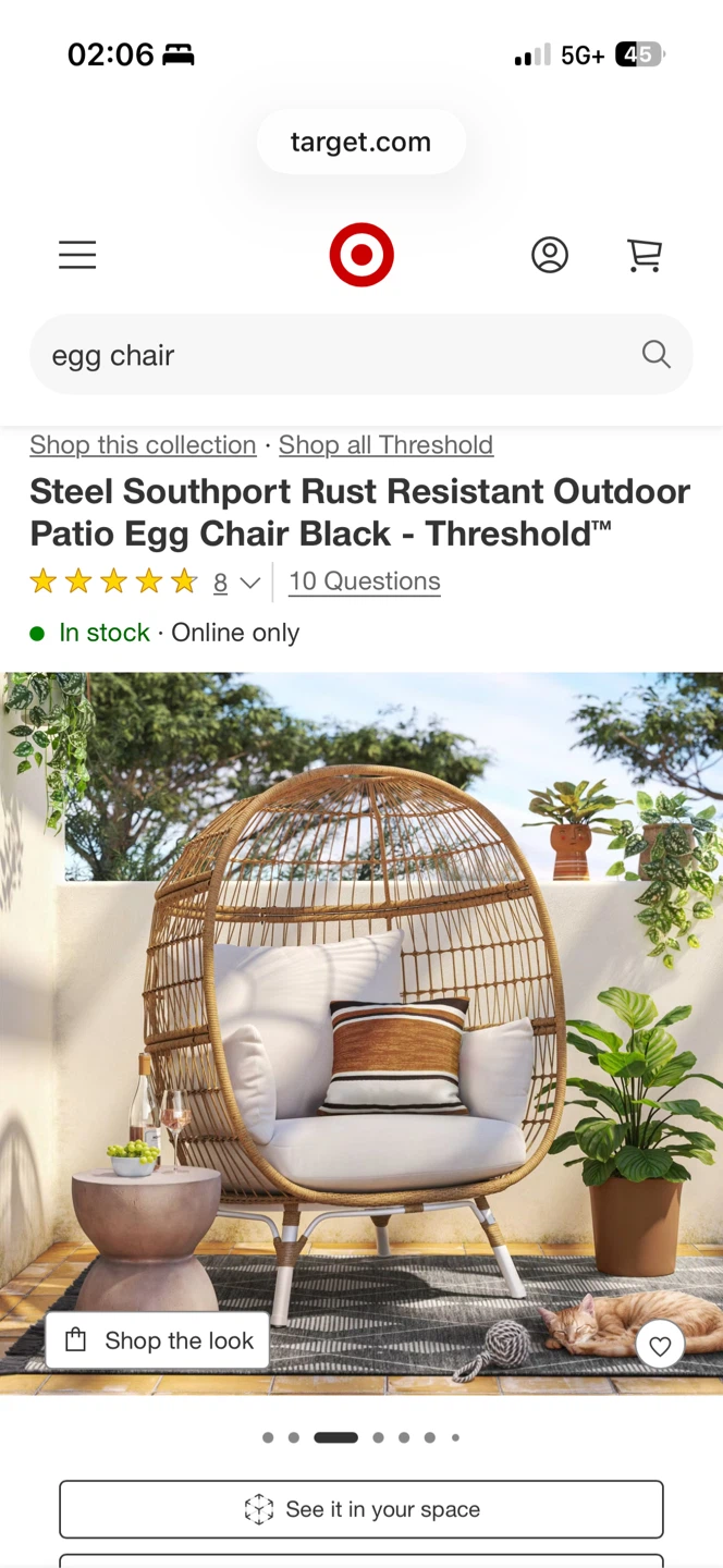 Steel Southport Rust Resistant Outdoor Patio Egg Chair - Black - photo 4
