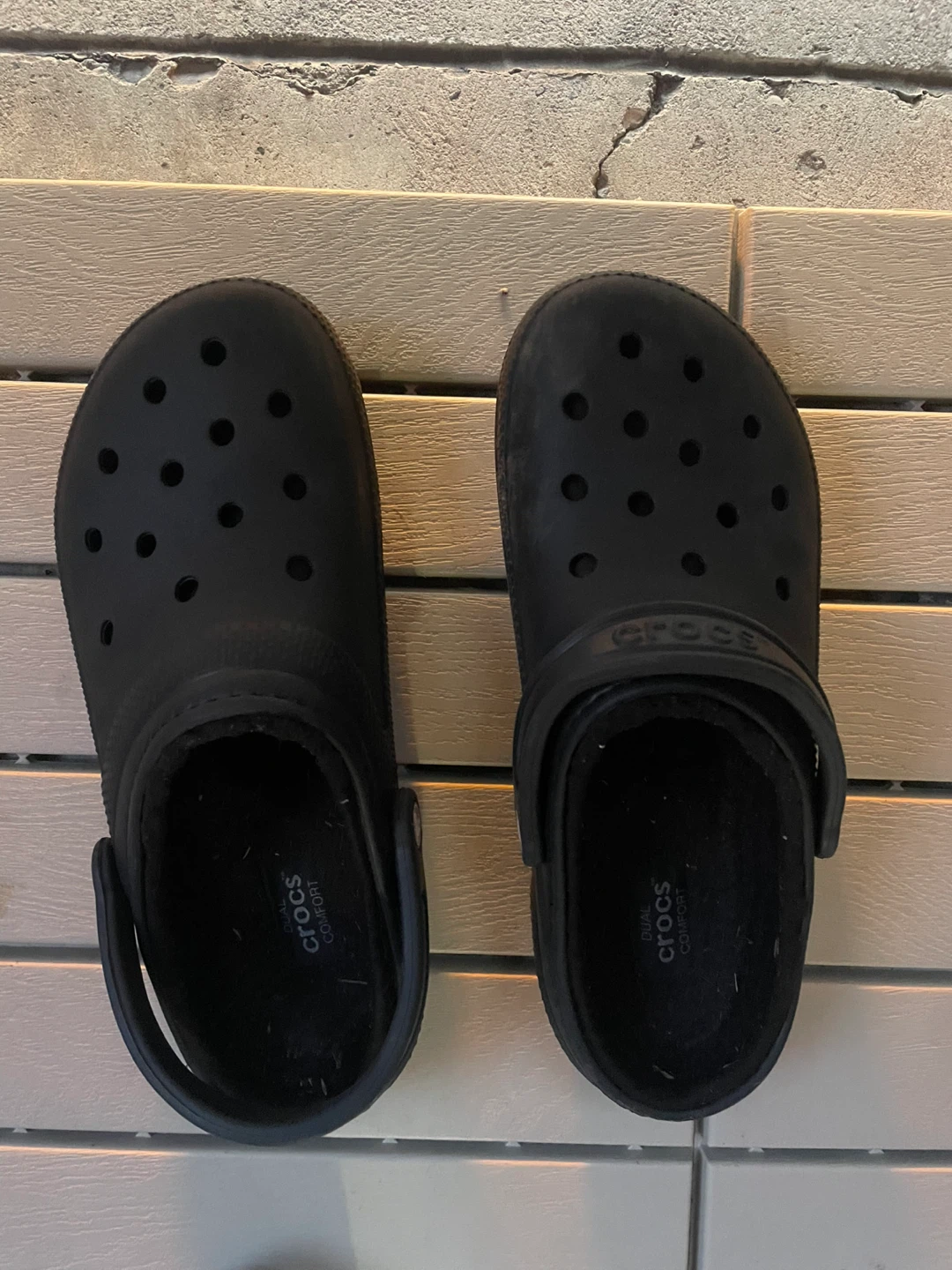 Black Crocs with Fur Lining