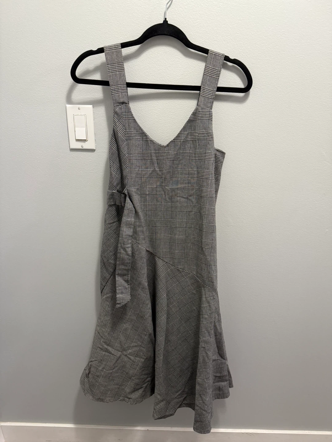 Grey Plaid Pinafore Dress