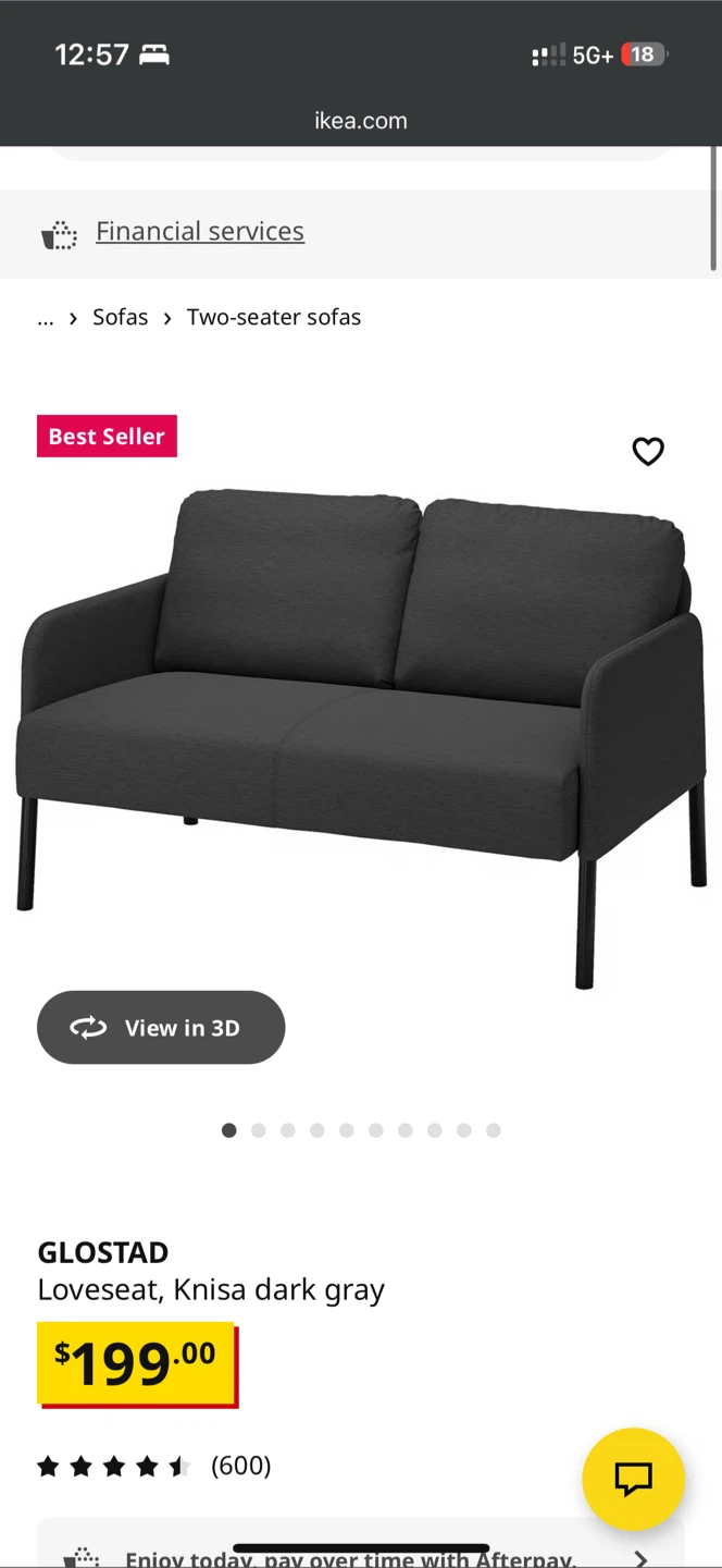IKEA GLOSTAD Loveseat - Light Blue - photo 3