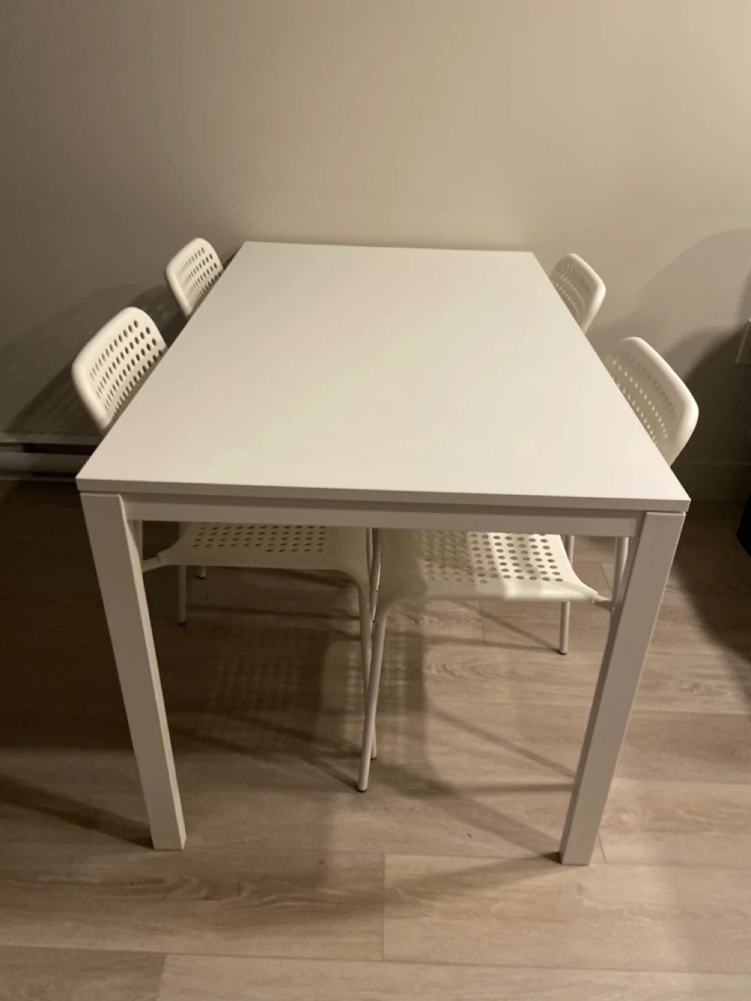 IKEA White Melltorp Dining Table with 4 Chairs - photo 2