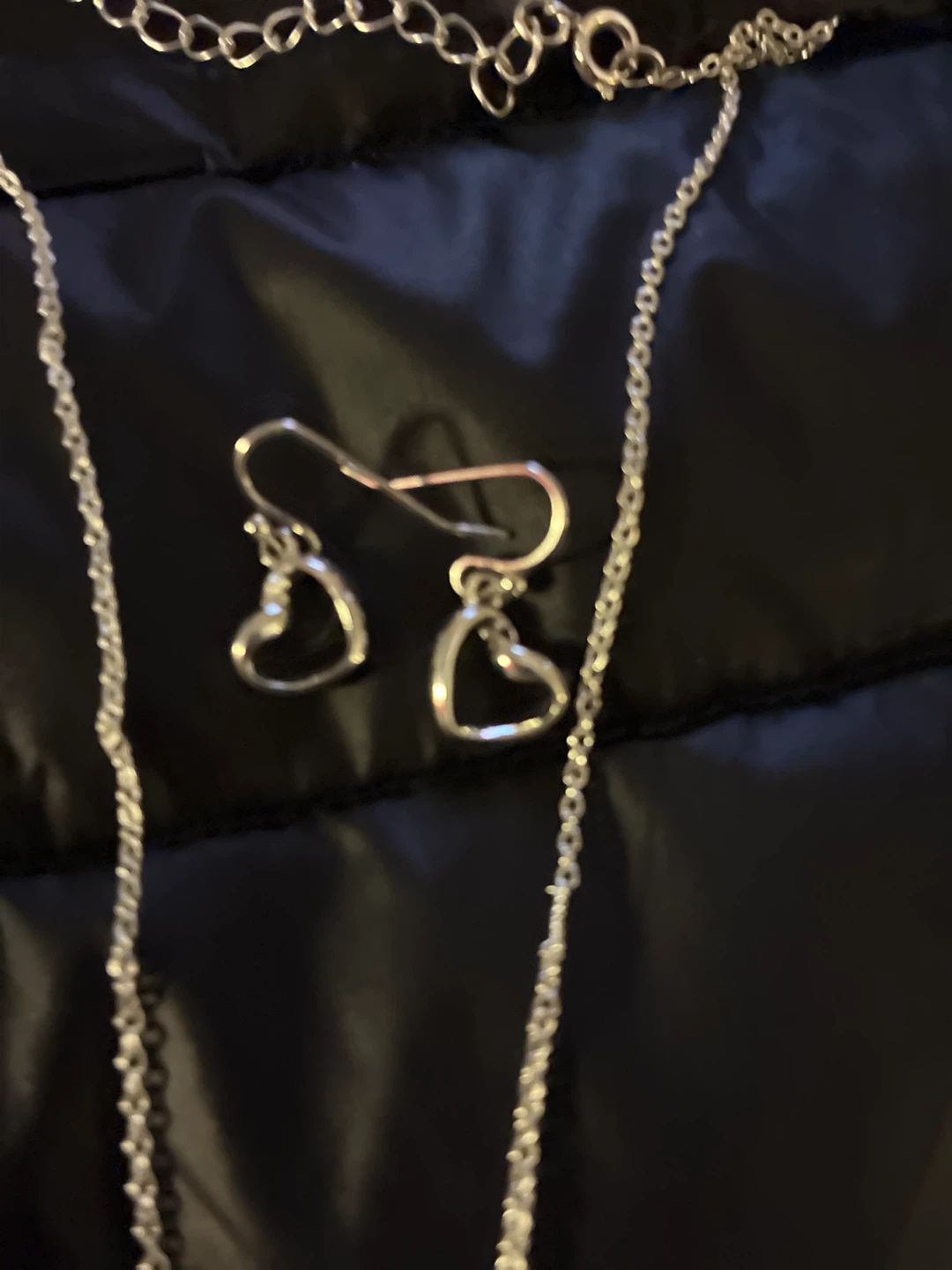 Silver Heart Necklace and Earring Set - photo 3