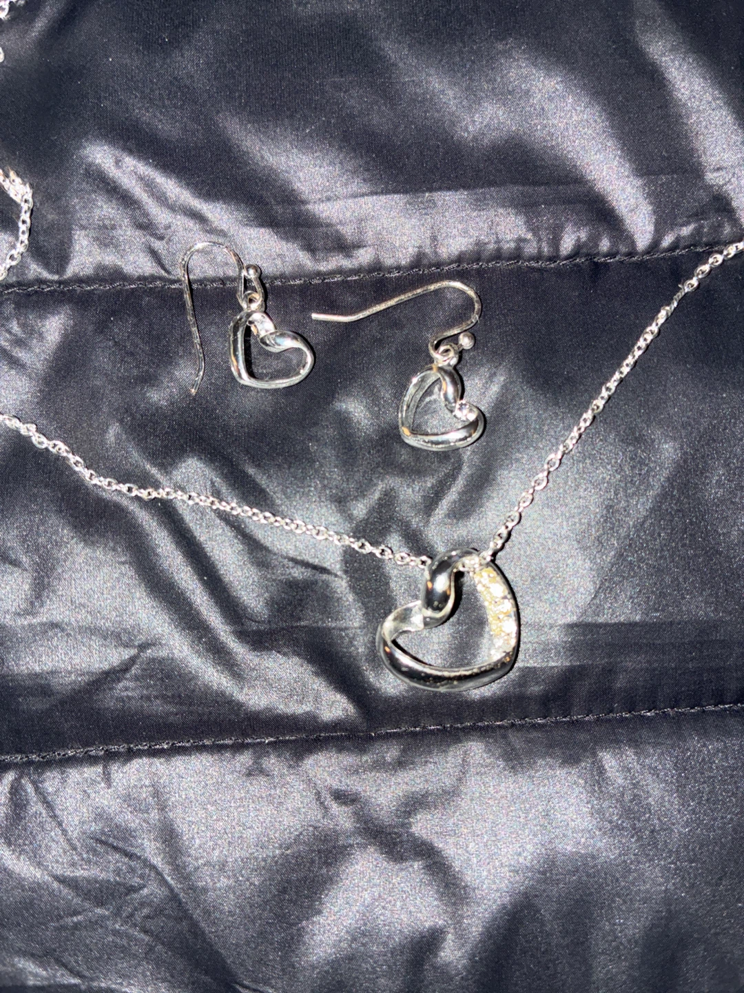 Silver Heart Necklace and Earring Set - photo 4