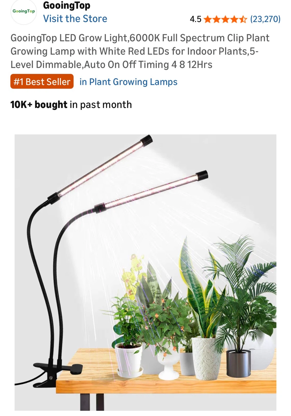LED Grow Light Full Spectrum Clip Plant Lamp