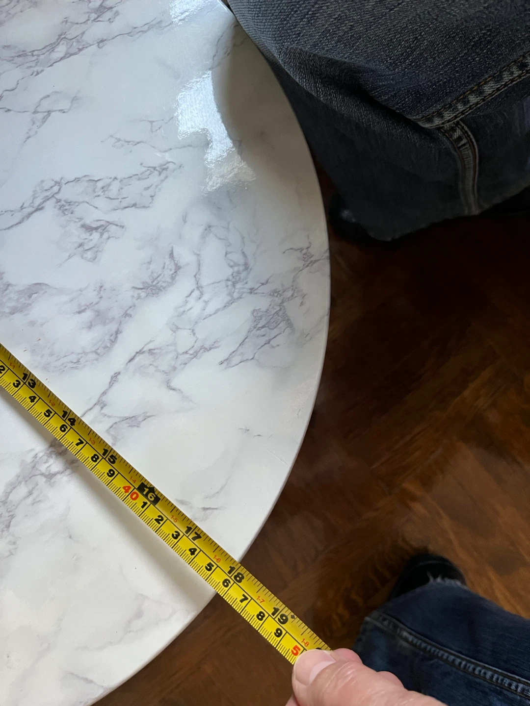 Round Marble Look Side Table - photo 2