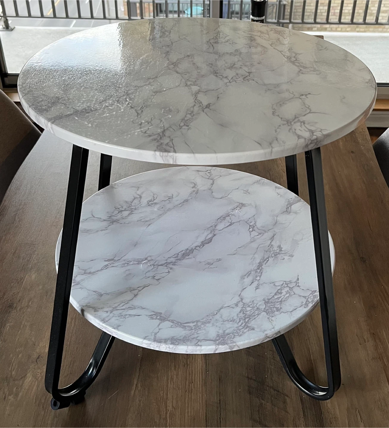 Round Marble Look Side Table