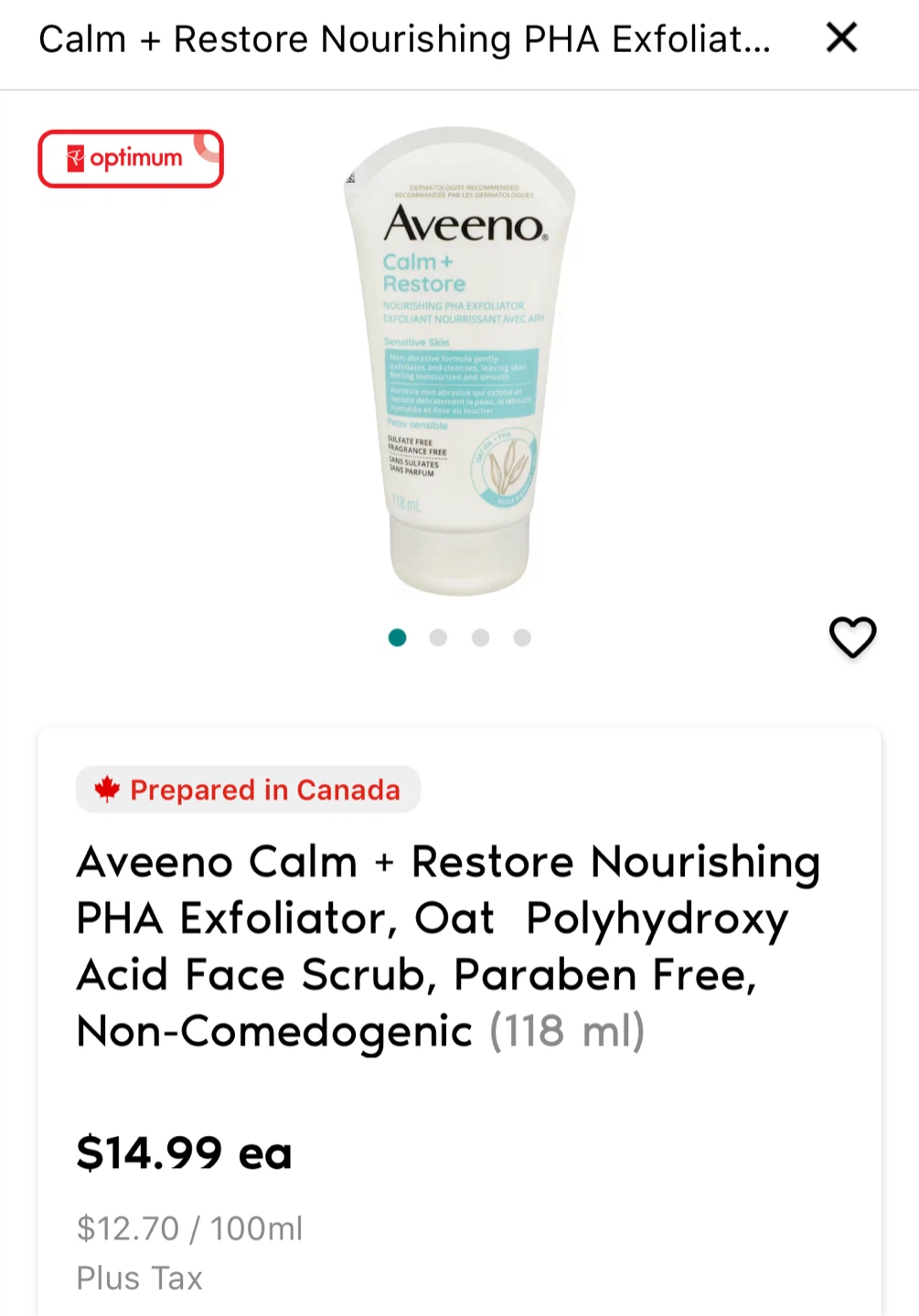 Aveeno Calm + Restore Nourishing PHA Exfoliator (118 mL) - photo 2