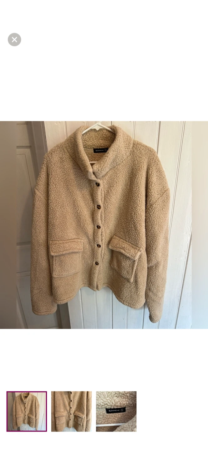 Bloomchic Sherpa Fleece Button-Up Jacket