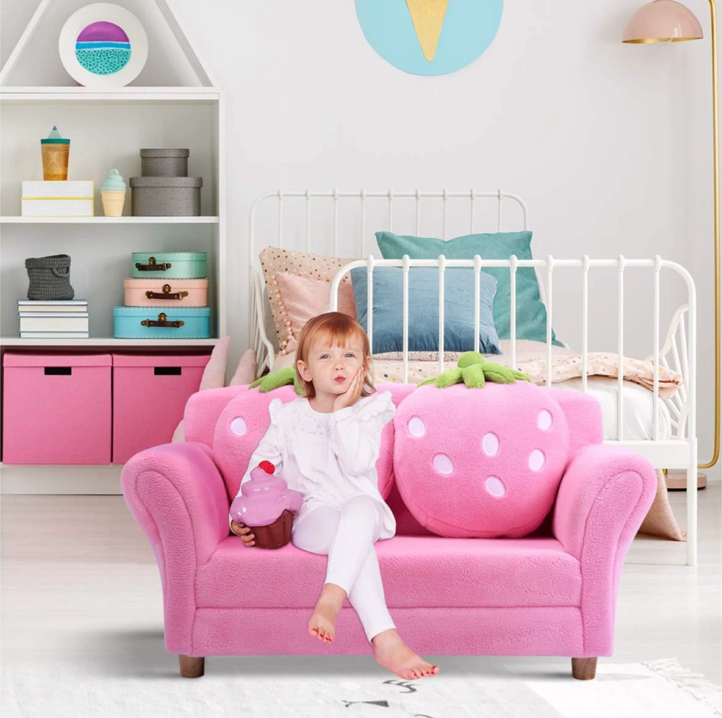 Pink Strawberry Kids Sofa - photo 2