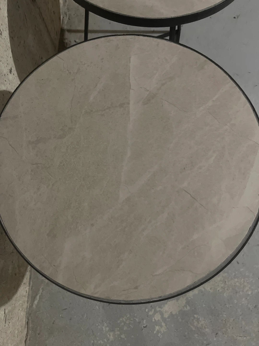 Set of 2 Round Side Tables Marble Look - photo 4