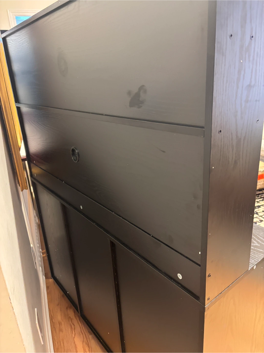 Black Hutch with Cabinet and Drawer Storage - photo 5