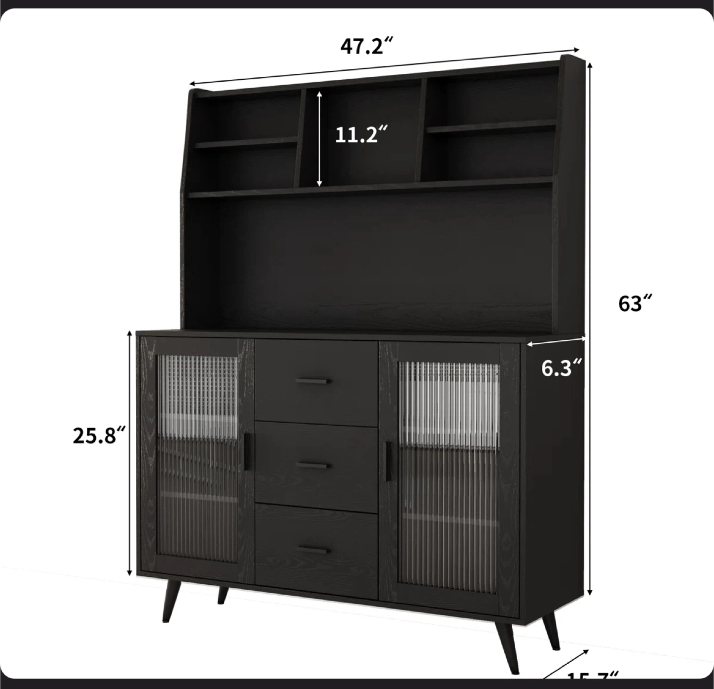 Black Hutch with Cabinet and Drawer Storage