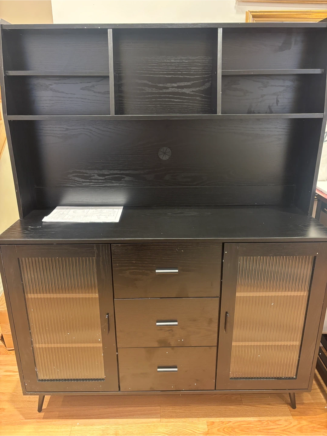 Black Hutch with Cabinet and Drawer Storage - photo 2