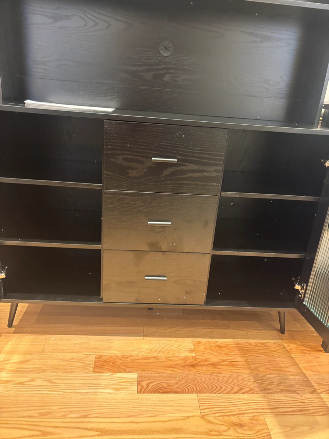 Black Hutch with Cabinet and Drawer Storage - photo 4